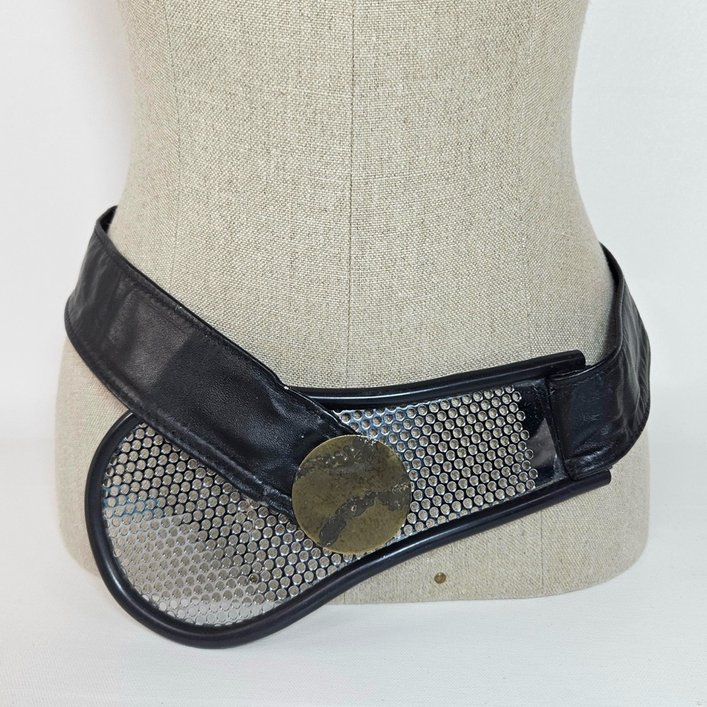 A Ravid 2001 Belt Leather Metal Avant Garde Sculptural Black Steampunk Handmade